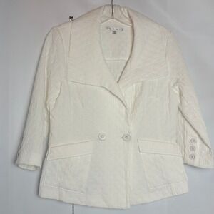 Cabi Club Blazer Double Breasted Textured Jacket Ivory White Style 212 S Career